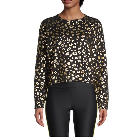Terez Metallic Foil Cheetah-Print Sweatshirt NWT - Picture 4 of 7